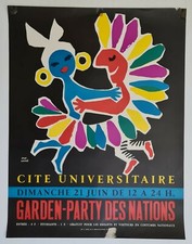 Garden-Party des nations Jean Cayré vers 1950 Affiche Originale Spectacle Danse	
