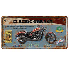 Plaque métal 40 x 20 cm avec relief : CLASSIC GARAGE