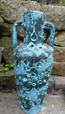 Vallauris céramique grand vase Amphore émail vert "LAVE" Vintage Rétro 37cm haut