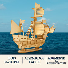 Puzzle 3D Bateau Bois DIY Maquette à Monter Jeu Éducatif Montessori Déco Cadeau