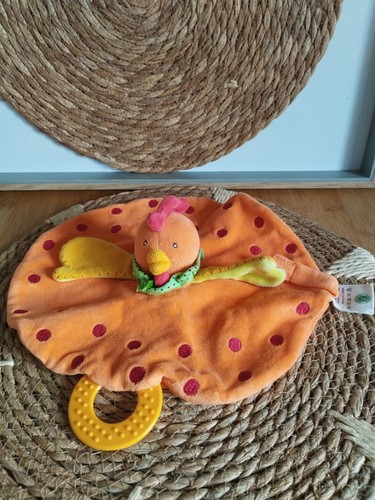 Doudou plat poule - , orange