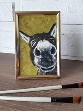 Peinture à l'huile d'âne 4x6 portrait d'âne original bébé âne art mural