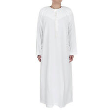Hommes Robe Arabe Islamique Vêtements Caftan Dishdasha Long Manche Blanc en Vrac