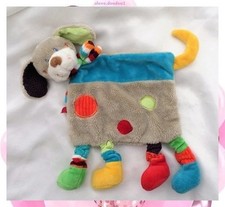 Doudou Plat Chien Gris Bleu