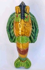 SUPERBE ancienne JARDINIERE VASE MURAL BOUQUETIERE HOMARD LANGOUSTE en BARBOTINE