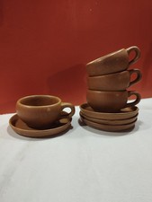 Lot De 4 Tasses À Café/Thé + Sous Tasses/Soucoupes En Grès Cuisine Vintage