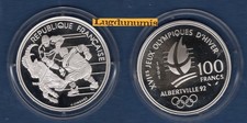 Albertville J.O Hiver 100 Francs 1991 BE FDC Hockey sur Glace Bouquetin