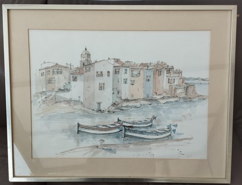 Marine aquarelle signée - marine,