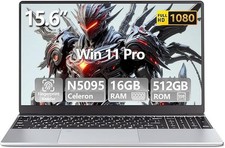 Ordinateur Portable 15.6 Pouces, PC Portable Win 11 16 Go RAM 512 Go SSD Process