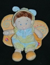 🍀Doudou Poupée Papillon NICOTOY KIABI Peluche Lutin Vert Bleu Aile Jaune Orange