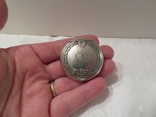 ancien poudrier en argent massif, boite à pilules Miroir monogrammé SC