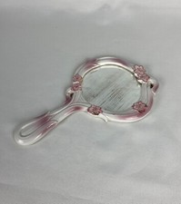 Miroir à poignée vintage en céramique rose et blanc décoration vintage 