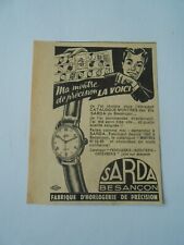 Publicité advertising 1952  Montre Sarda Horlogerie de précision