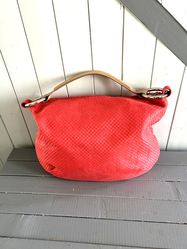 Sac toile corail cuir beige - corail, et