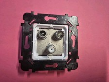 Prise TV FM SAT MODELEC avec son support - Prise Antenne Satellite 2 cables