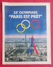 Publicité de presse 1986 Affiche pour 25 éme  JEUX OLYMPIQUES Paris 1992