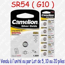 Pile Bouton SR Oxyde d'argent 1,55V : SR54 G10 189 389 SR1130 LR1130 x 1 5 10 20