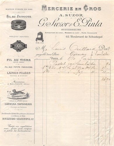 1910 mercerie gros suzor - gros, g