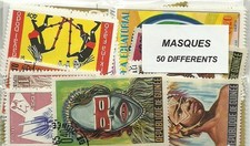 Lot de 50 timbres thematique  " Masques"