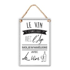 Plaque métal le vin s améliore avec le temps - déco alcool - citation vin - cave