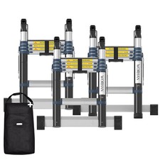 WORHAN® Echelle 3.2m Télescopique PRO 2en1 Alu Pliable Polyvalente Escabeau 320