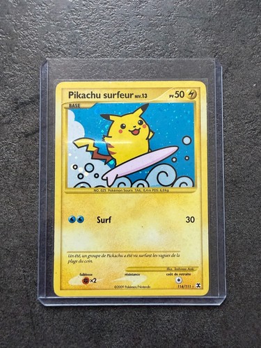 Carte pokémon pikachu - pokémon, surfeur