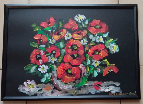 Bouquet coquelicots huile sur - coquelicots,