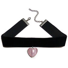 Collier Ras De Cou choker sexy victorien gothique noir Velours coeur rose murano