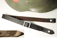 JUGULAIRE CASQUE ALLEMAND WW2 "G.SCHIELE LOBURG 1940" cuir brun, boucle alu