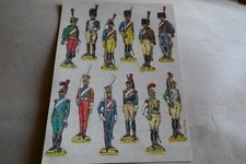 plaquette carton costume militaire HUSSARD GRENADIER GENDARME CHASSEUR LANCIER