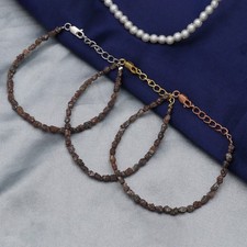 Magnifique 925 Argent Brut Marron Diamant Pépites Perles Bracelet Meilleure Gift