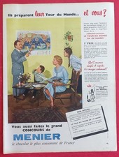Publicité de presse: Aliment Chocolat MEUNIER (Concours)   1957