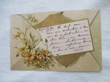 CPA FANTAISIE GAUFRÉE  - COMME CHROMO 1900 - MISSIVE MARGUERITES