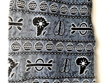 Tissu Africain 20 x 100cm environ Gris Noir Blanc