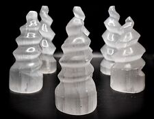 99mm Blanc Sélénite Licorne Corne Spirale Cristal Minérale Pierre Tour Maroc 1PC