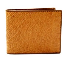 Nouveau portefeuille pour homme double pli en cuir d'autruche marron véritabl...