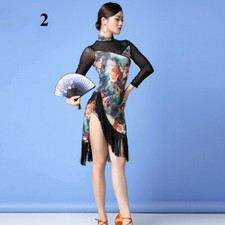 Robe De Danse Tango Latin Pour Femmes Avec Franges Cha-Cha Chinoise