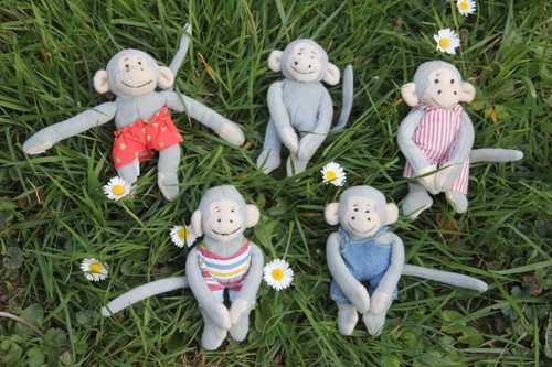Doudou peluche singe popi lot - singe,
