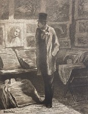 Honoré DAUMIER l'amateur d'estampes gravure sur Parchemin  Charles Pinet c 1910