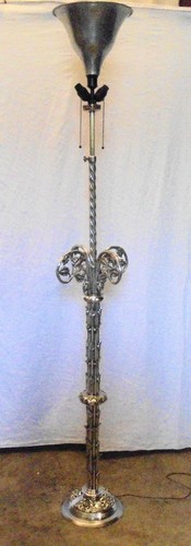 Lampadaire bronze argenté - bronze,