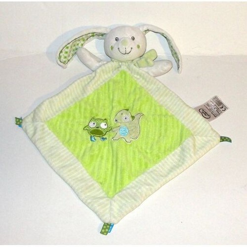 Doudou lapin vert blanc - doudou, lange