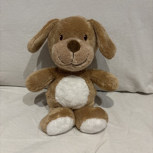 Peluche chien marron blanc