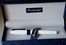 RARE STYLO PLUME MONTEGRAPPA FORTUNA EN LAQUE BLANCHE- FINITION RYTHENIUM NOIRCI