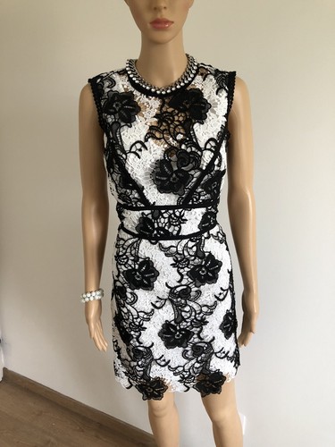 Robe dentelle noire blanche - et,