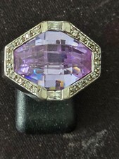 BAGUE  ARGENT  925 AVEC AMETHYSTE  ET ZIRCONIUM TAILLE 52