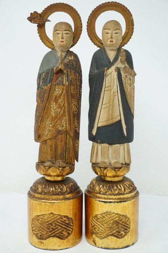 Lot figurines bois moine - de,