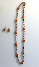 BELLE PARURE/ COLLIER LONG/ BOUCLES D'OREILLES/ PATE DE VERRE TYPE "MURANO"/1970