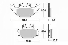 Jeu de 2 plaquettes de frein Quad SYM •QUADLANDER 250 300 600,TRACKRUNNER 200   