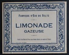 Ancienne étiquette limonade eau de Seltz siphon label 2