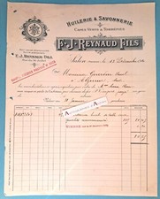 ● FJ REYNAUD 1920 Huilerie savonnerie Salon de Provence facture Gourdon Alzonne